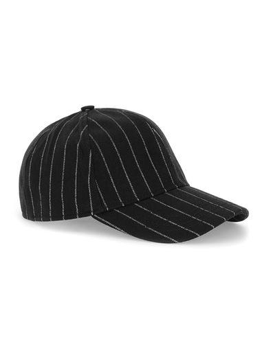 Topman Mens Black And White Pinstripe Curved Peak Cap