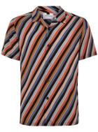 Topman Mens Multi Diagonal Stripe Revere Shirt
