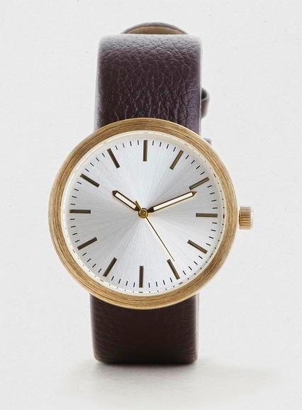 Topman Mens Metallic Textured Leather Watch*