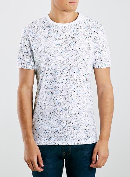 Topman Mens White Short Sleeve Splat T-shirt