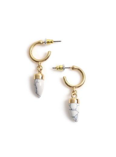 Topman Mens White Tusk Hoop Earrings
