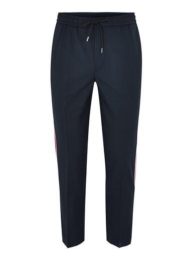 Topman Mens Blue Navy Tonal Check Smart Joggers With Side Stripe