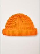 Topman Mens Orange Ribbed Docker Beanie