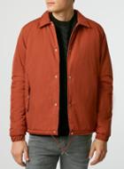 Topman Mens Red Rust Matte Nylon Coach Jacket