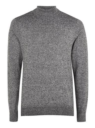 Topman Mens Grey Salt And Pepper Roll Neck Jumper