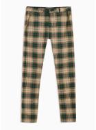 Topman Mens Multi Green, Red And Stone Check Trousers
