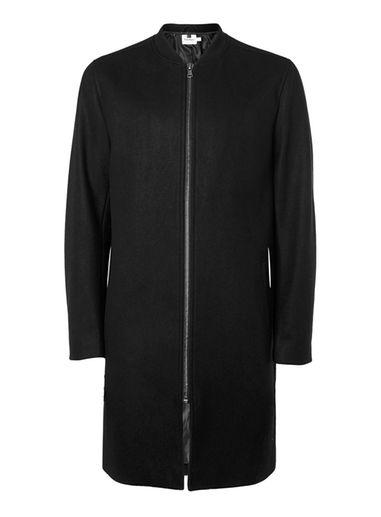 Topman Mens Black Wool Mix Longline Bomber Jacket