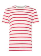 Topman Mens Red And Off White Stripe Slim Fit T-shirt