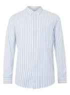 Topman Mens Red Blue And White Stripe Button Down Casual Shirt