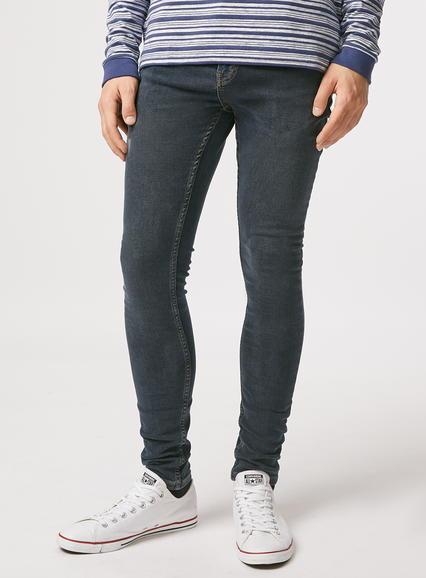 Topman Mens Blue Dark Wash Spray On Skinny Jeans