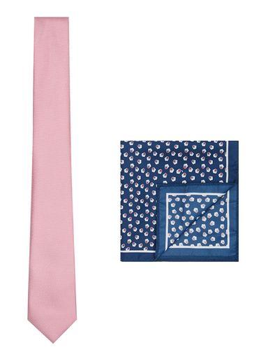 Topman Mens Pink Tie And Pocket Square Set