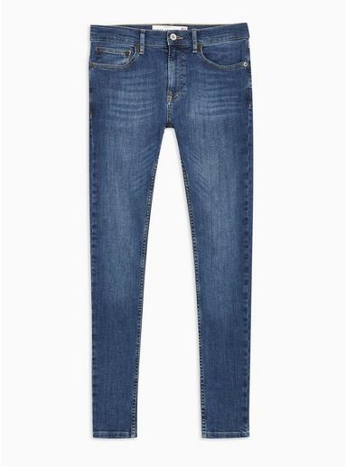 Topman Mens Blue Mid Wash Super Spray On Jeans