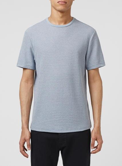 Topman Mens Denim Blue Textured T-shirt