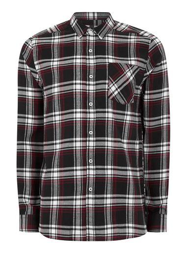 Topman Mens Multi Black Red And White Tartan Shirt