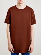 Topman Mens Brown Long Line Fit T-shirt