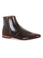 Topman Mens Red Burgundy Leather Zip Boots