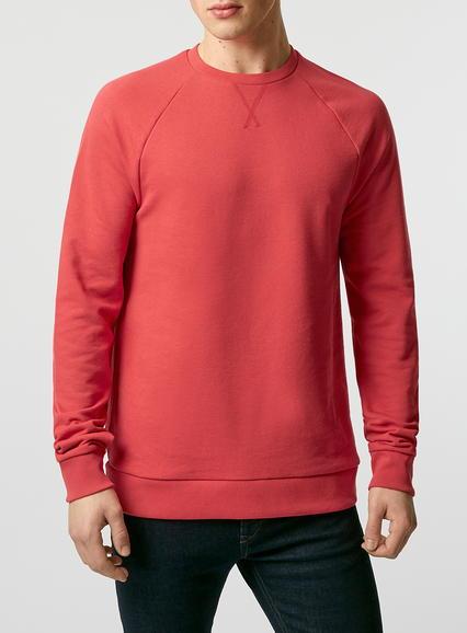 Topman Mens Pink Red Raglan Sweatshirt