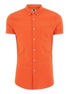 Topman Mens Orange And White Oxford Short Sleeve Shirt