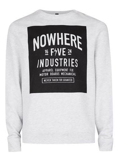 Topman Mens Grey Printed Sweater