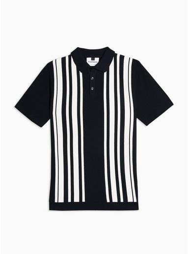 Topman Mens Navy Button Short Sleeve Polo