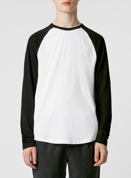 Topman Mens White And Black Raglan T-shirt