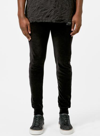 Topman Mens Criminal Damage Black Velour Joggers*