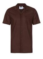 Topman Mens Orange Brown Dobby Short Sleeve Casual Shirt