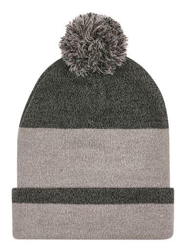 Topman Mens Grey Gray Stripe Bobble Beanie