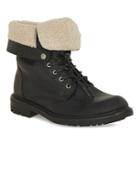 Topman Mens Black Leather Fold Down Boots