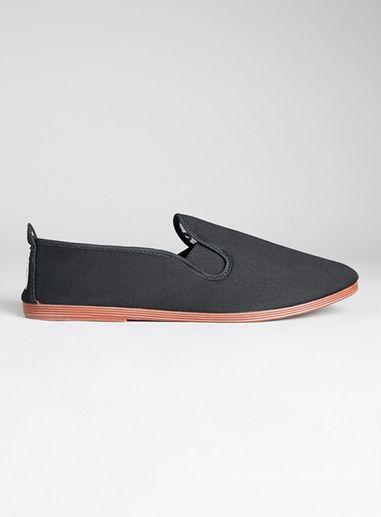 Topman Mens Flossy Black Plimsolls