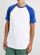 Topman Mens White And Blue Raglan T-shirt