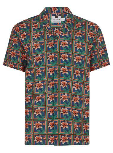 Topman Mens Multi Floral Checked Shirt