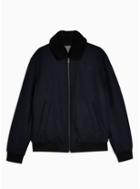 Selected Homme Mens Selected Homme Navy Bomber Jacket With Wool