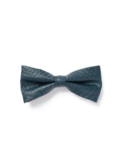 Topman Mens Dark Green Leather Croc Bow Tie*