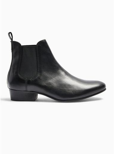 Topman Mens Black Leather 'rein' Chelsea Boots