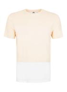 Topman Mens White And Peach Panelled Slim Fit T-shirt