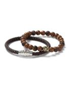 Topman Mens Brown Faux Leather And Beaded Bracelets 2 Pack*