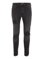 Topman Mens Washed Black Stacker Jeans