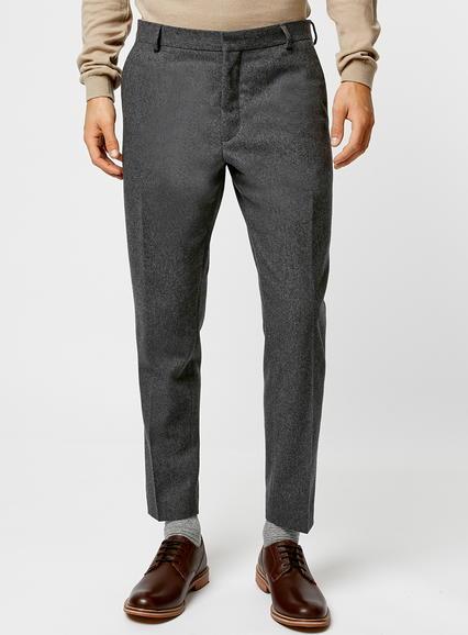 Topman Mens Mid Grey Selected Homme Grey Textured Front Pleat Trousers