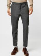 Topman Mens Mid Grey Selected Homme Grey Textured Front Pleat Trousers