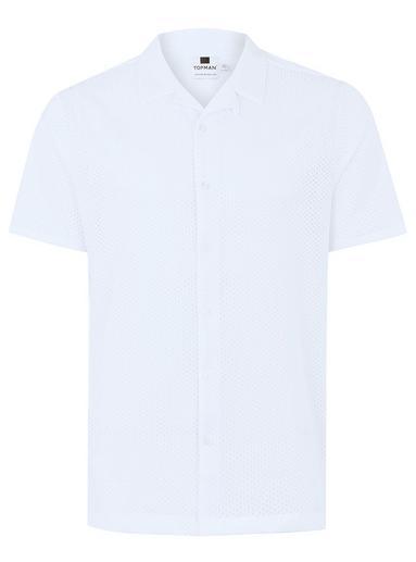Topman Mens White Revere Short Sleeve Shirt