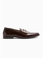 Topman Mens Red Burgundy Leather Hendrix Loafers