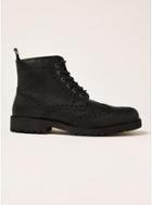 Topman Mens Black Leather Empire Brogue Boots