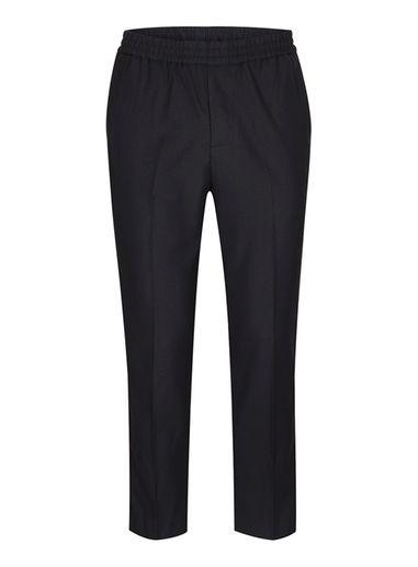 Topman Mens Blue Navy Side Piping Cropped Formal Joggers