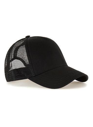Topman Mens Black Curved Peak Trucker Cap