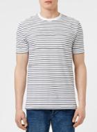 Topman Mens Navy And White Stripe Slim Fit T-shirt