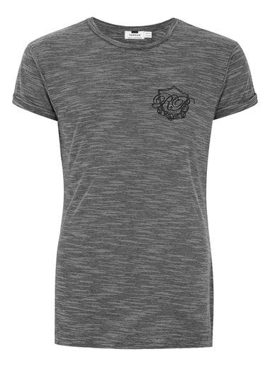 Topman Mens White Black Embroidered Muscle T-shirt