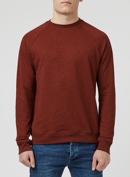 Topman Mens Brown Rust And Black Textured Sweatshirt
