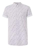 Topman Mens Red White And Burgundy Leaf Print Short Sleeve Casual Shirt