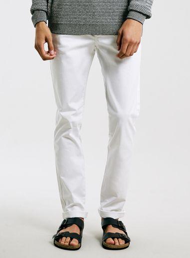 Topman Mens White Stretch Skinny Chinos